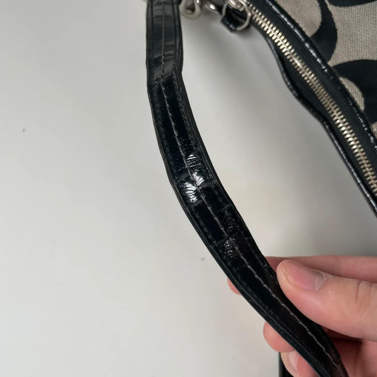Coach Signature Jacquard Stripe Demi Bag Black Patent Leather K1371-28662E