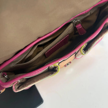 Rare Coach Pastel Stripe Soho Sateen & Leather Shoulder Bag L043-1887