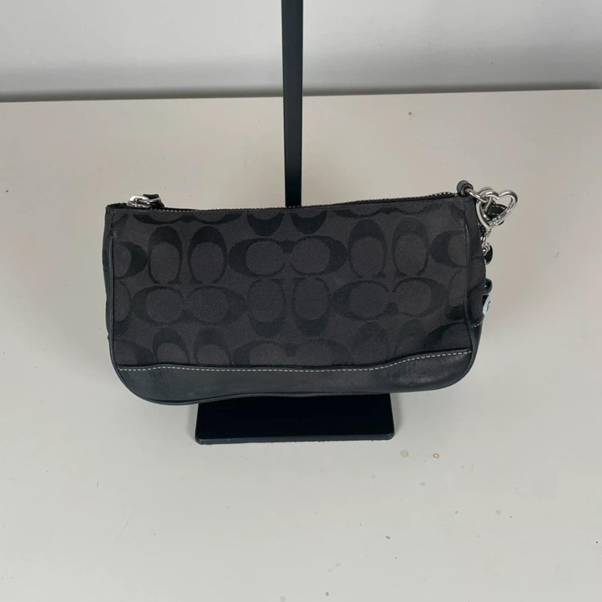 Coach Black Signature Monogram Demi Wristlet Bag Y2K A06U-6094