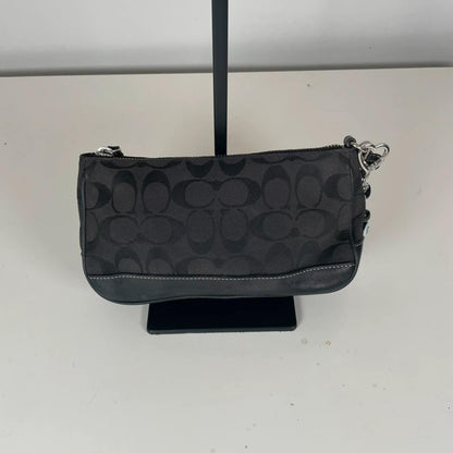 Coach Black Signature Monogram Demi Wristlet Bag Y2K A06U-6094