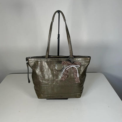 Coach Green Khaki Patent Leather Shoulder Bag Y2K E1093-F15142