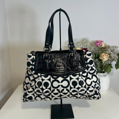 Coach Madison OP Signature Black and White Shoulder Bag K0982-14537
