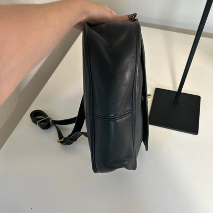 Coach Vintage Black Leather City Bag Gold Turn Lock B0N-9790