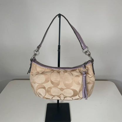 Coach Beige Monogram Shoulder Bag Lilac Stripe M1382-28206E
