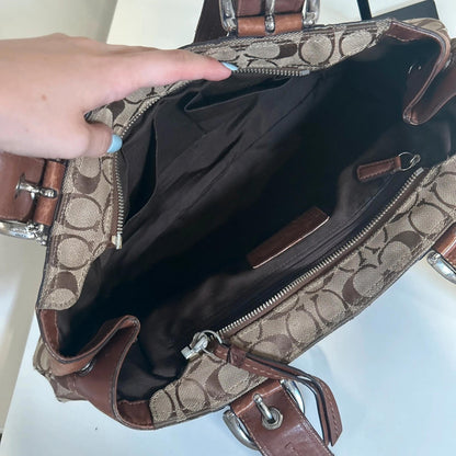 Coach Brown Signature Pleated Shoulder Bag D0973-F13742