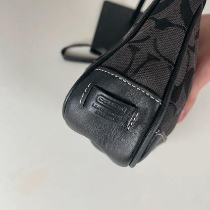 Coach Black Signature Monogram Demi Wristlet Bag Y2K A06U-6094
