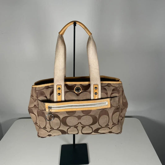 Coach Daisy Carryall Tote Bag Beige Yellow Shoulder Bag E1193-F14878