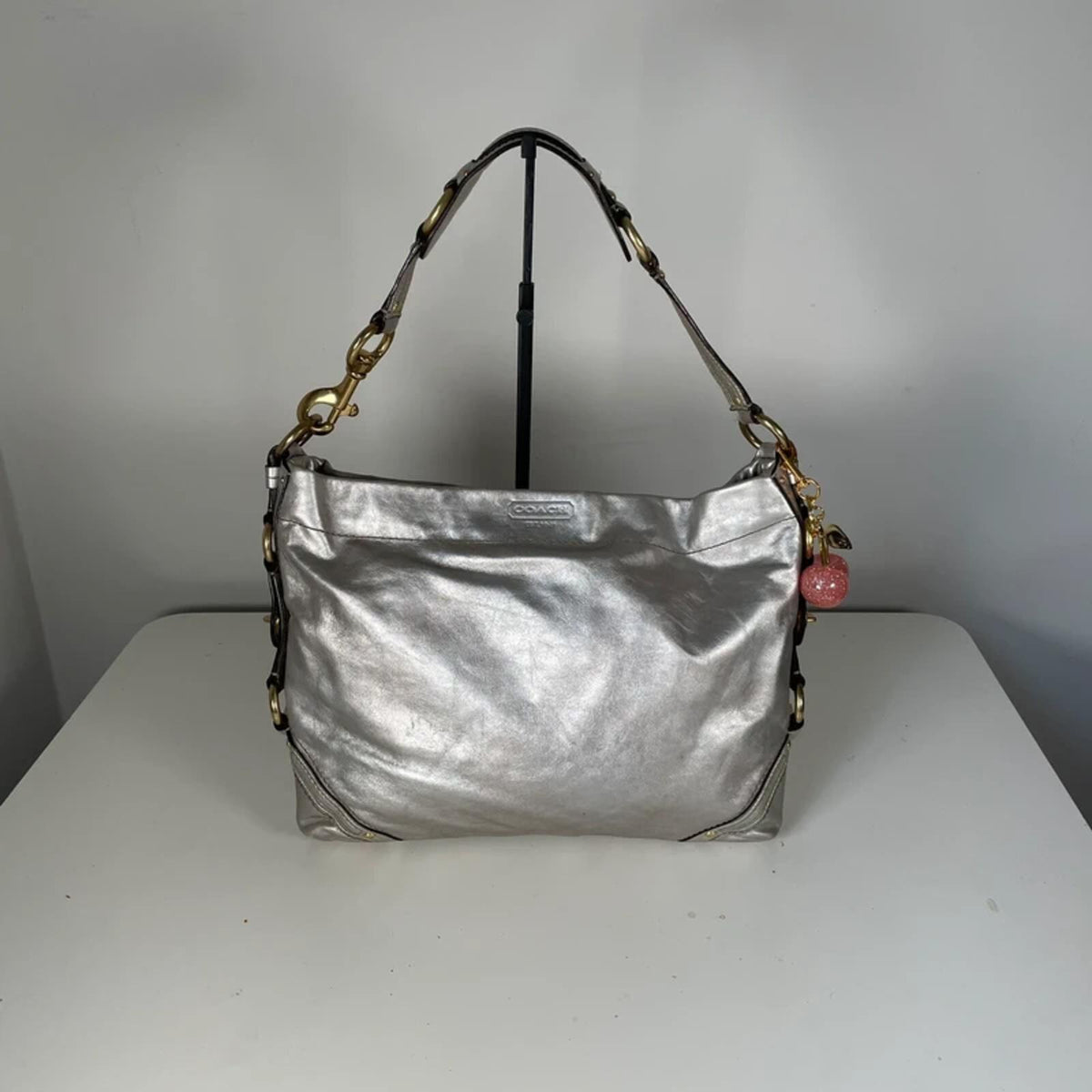 Coach Carly Silver Holographic Shoulder Bag Gold Hardware M0749-11872