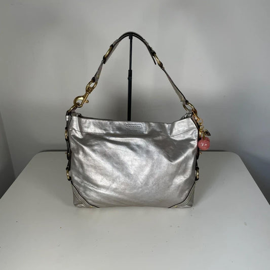 Coach Carly Silver Holographic Shoulder Bag Gold Hardware M0749-11872