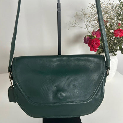 Vintage Coach Green Cross Body Leather Handbag