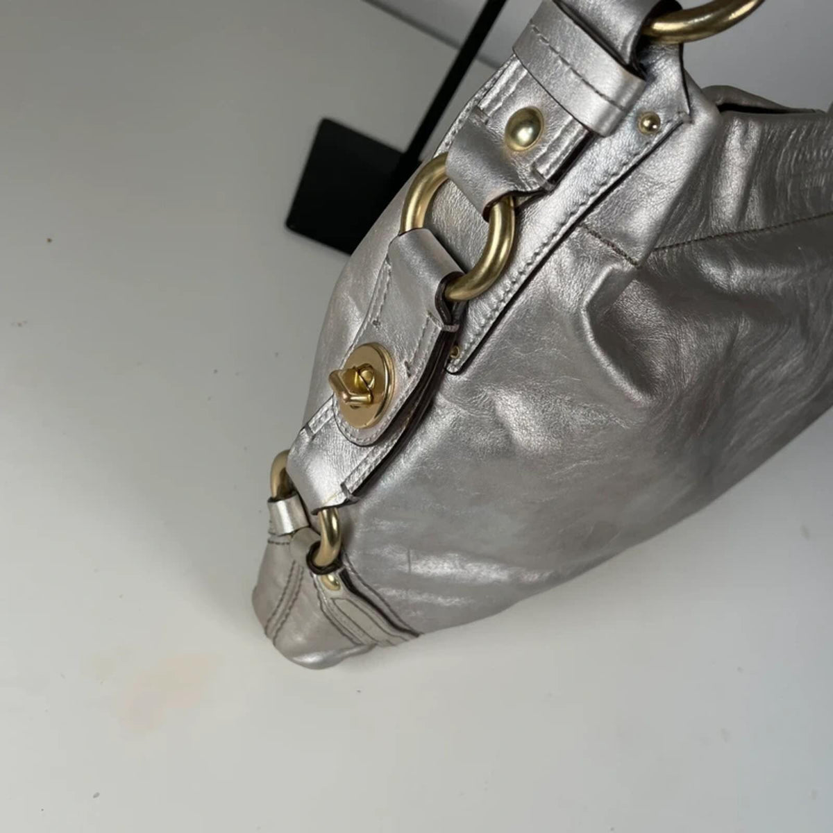 Coach Carly Silver Holographic Shoulder Bag Gold Hardware M0749-11872