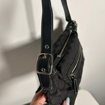Signature Sufflette Coach Black Monogram Print Handbag A06W-6044