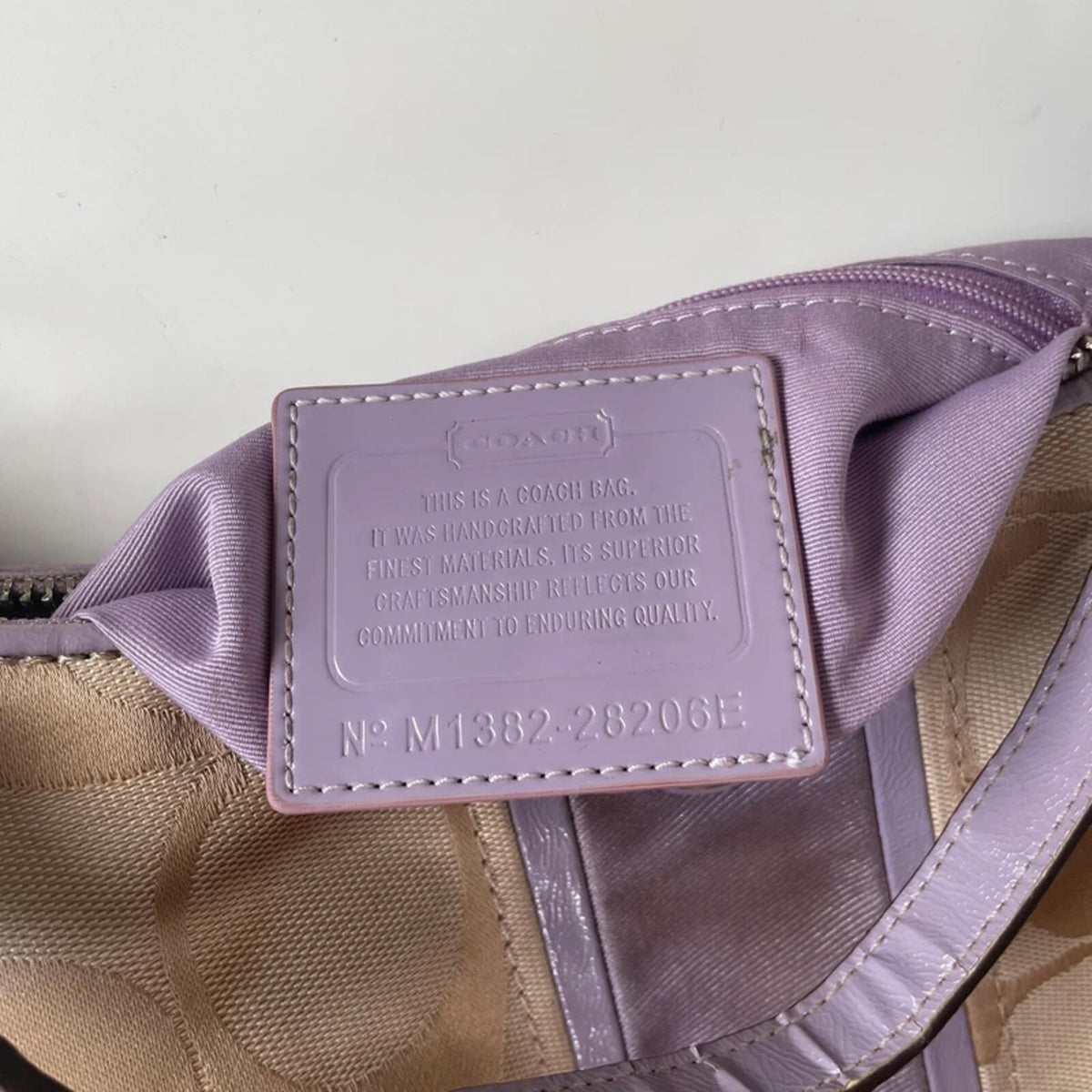 Coach Beige Monogram Shoulder Bag Lilac Stripe M1382-28206E