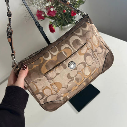 Coach Gold & Brown Chelsea Leather and Suede Shoulder Bag D05K-2172