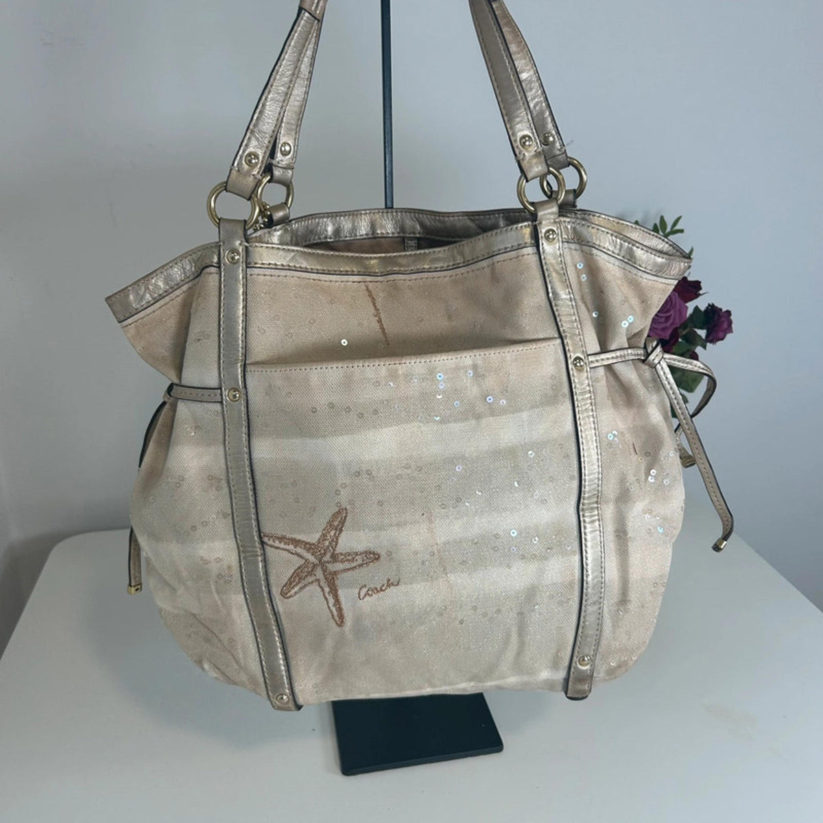 Coach Audrey Sequin Sun Starfish Cinched Tote Bag A1273-19577