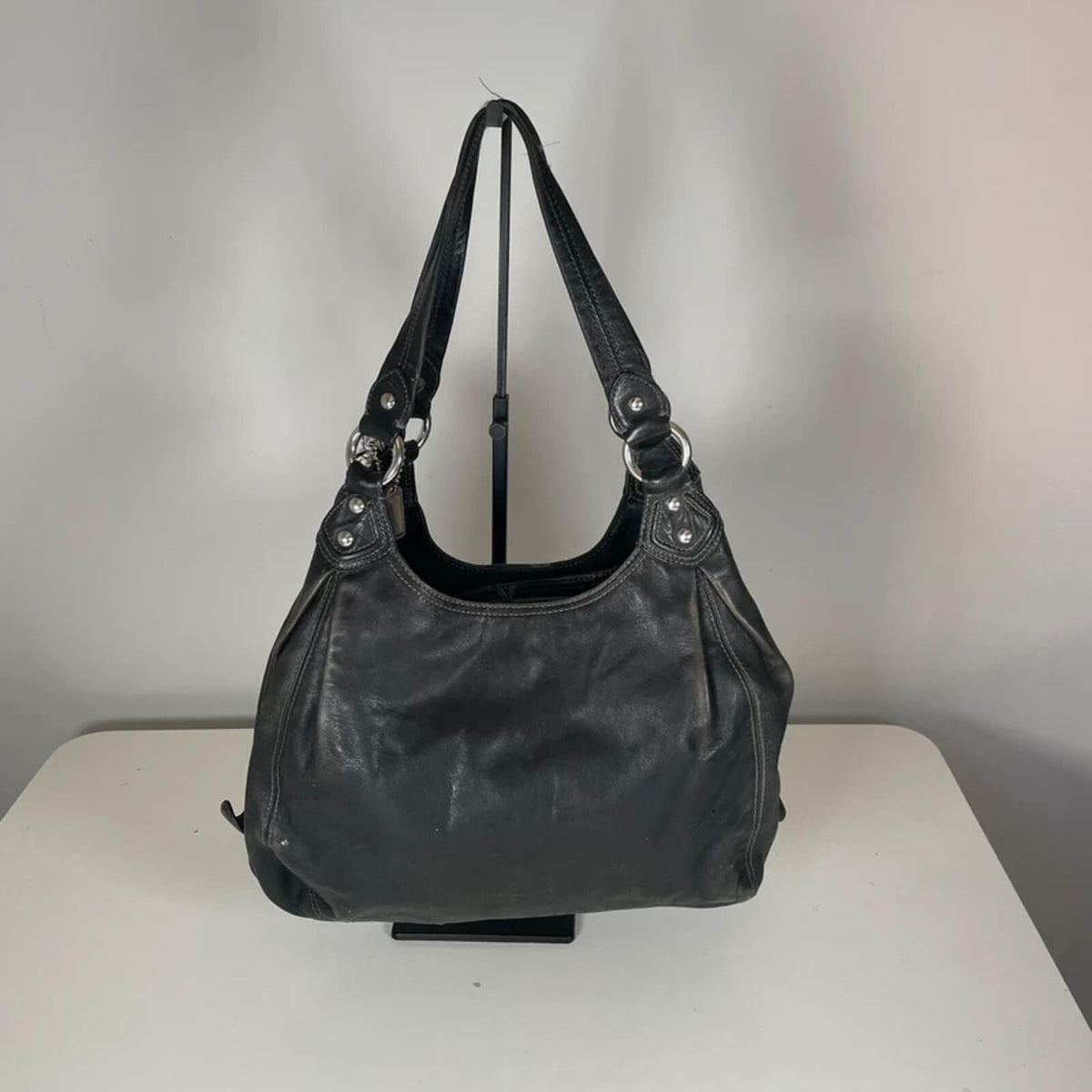 Coach Madison Maggie Black Leather Hobo Shoulder Bag J0982-14336