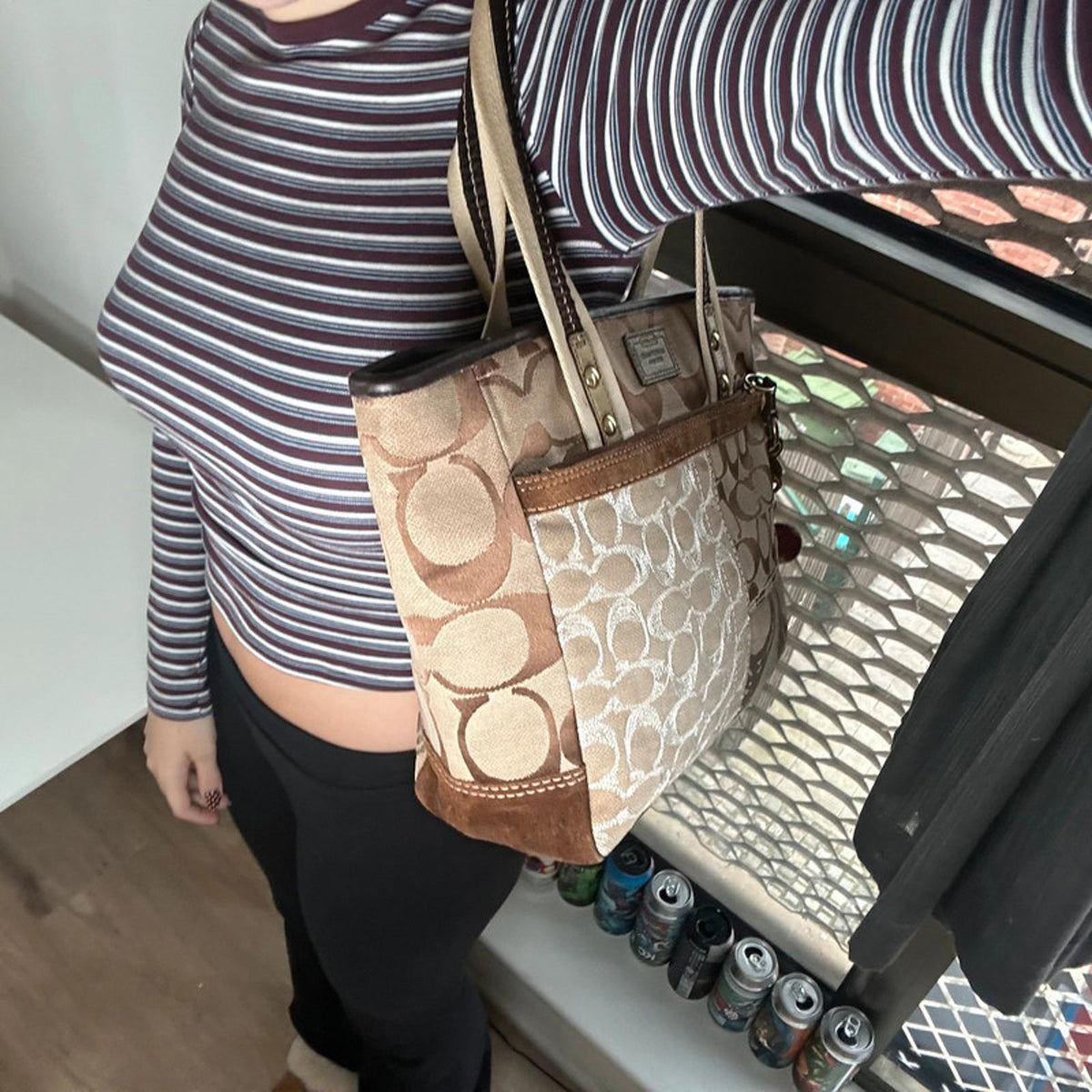 Coach Brown Metallic Patchwork Handbag E06K-10234