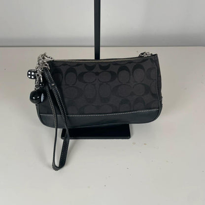 Coach Black Signature Monogram Demi Wristlet Bag Y2K A06U-6094