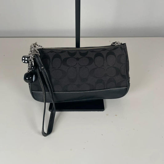 Coach Black Signature Monogram Demi Wristlet Bag Y2K A06U-6094