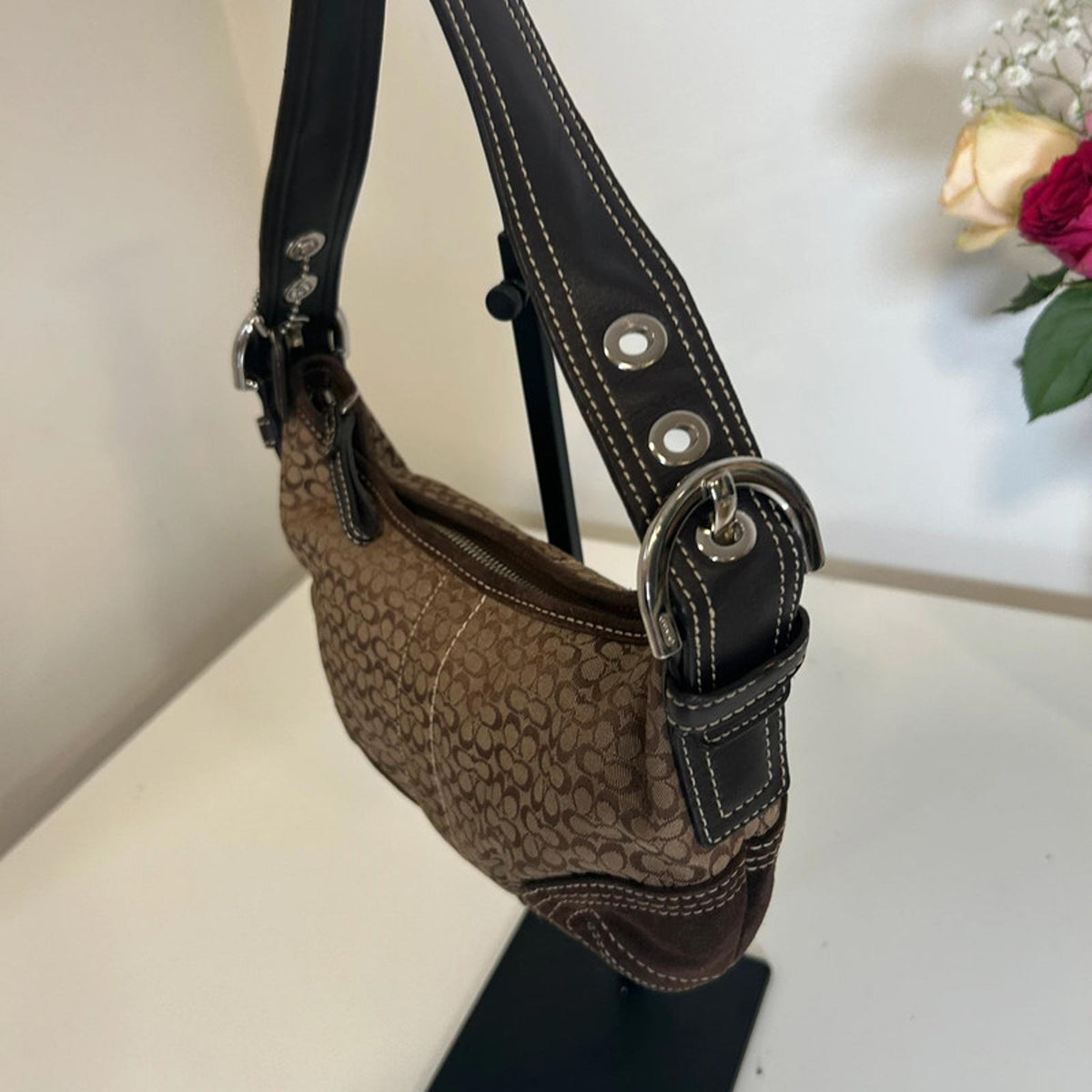Coach Brown Soho Hobo Signature Logo Handbag G052-2154