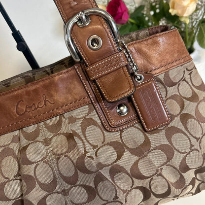 Coach Brown Signature Pleated Shoulder Bag D0973-F13742
