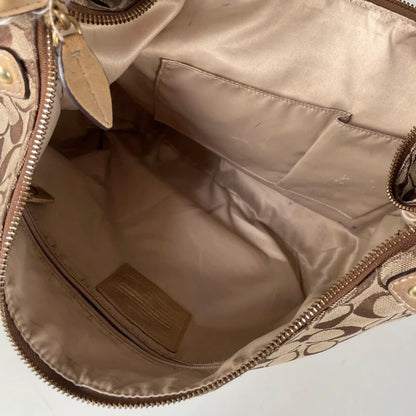 Coach Penelope Beige Brown Monogram Hobo Bag M0920-F14691