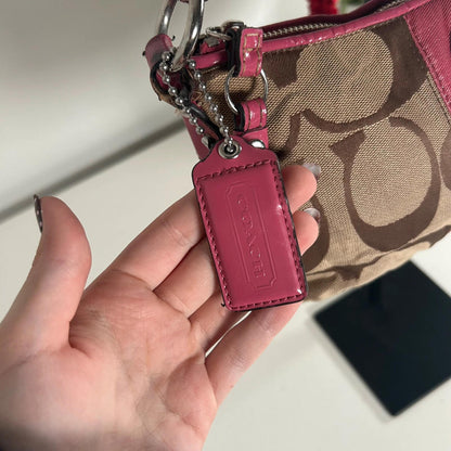 Coach Pink Striped Jacquard Demi Shoulder Bag D1175-F17439