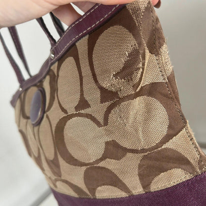 Coach Plum Signature Stripe Tote Shoulder Bag H1020-F14112