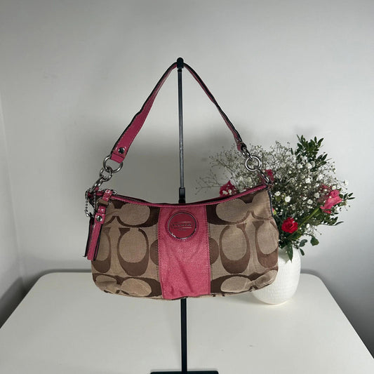 Coach Pink Striped Jacquard Demi Shoulder Bag D1175-F17439