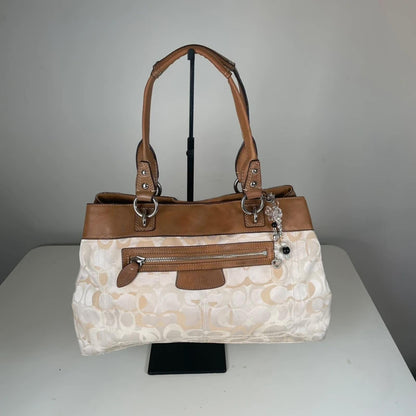 Coach Penelope Beige Signature Monogram Shoulder Bag E1076-F15120