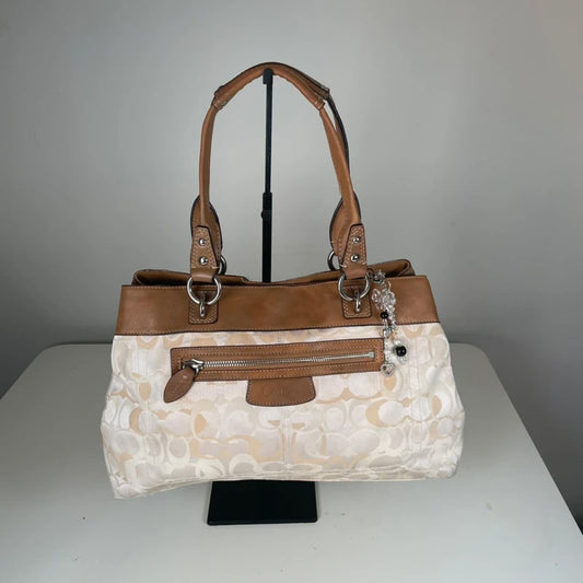 Coach Penelope Beige Signature Monogram Shoulder Bag E1076-F15120