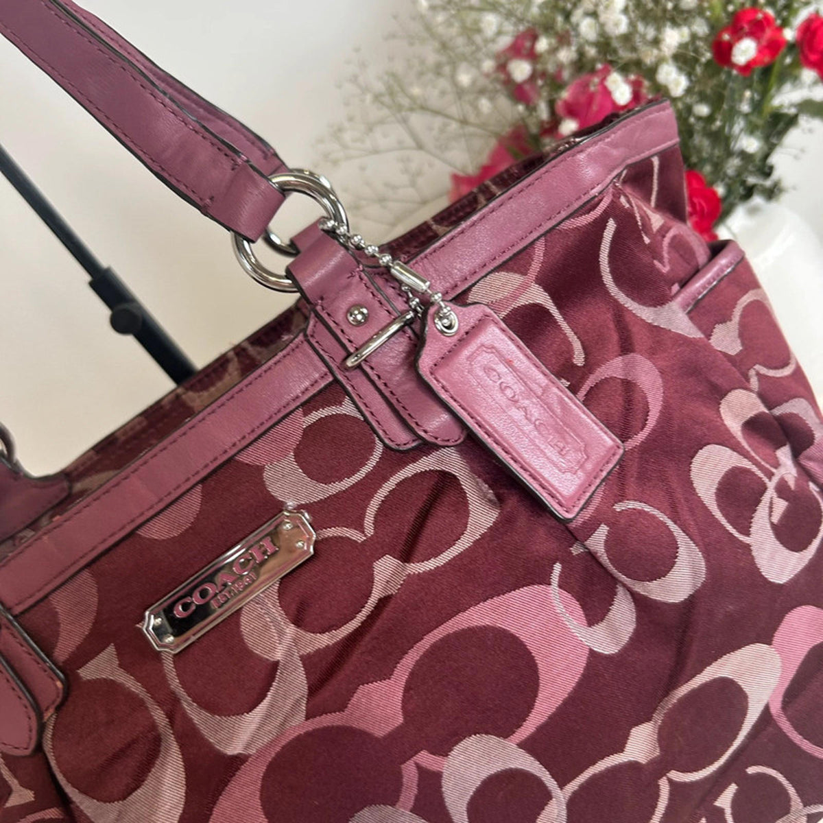 Coach Signature Burgundy Vintage Shoulder Bag H1260-F20444