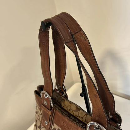 Coach Brown Signature Pleated Shoulder Bag D0973-F13742
