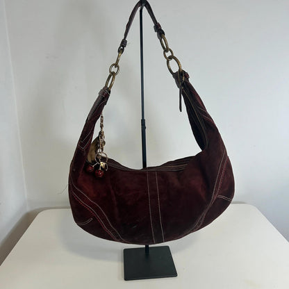 Coach Red Suede Hobo Shoulder Bag C063-10059