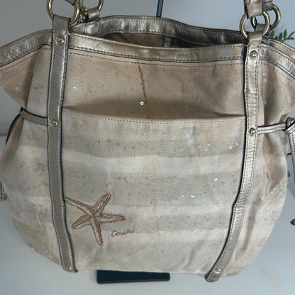 Coach Audrey Sequin Sun Starfish Cinched Tote Bag A1273-19577