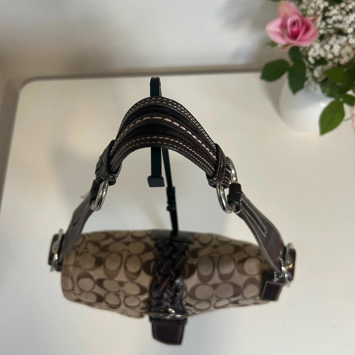 Coach Signature Soho Signature Flap Shoulder Bag Brown Canvas K05Q-6314