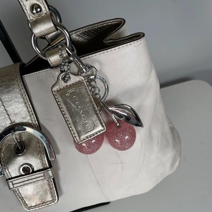 Coach White Leather Shoulder Bag Silver Buckle G1175-F18751