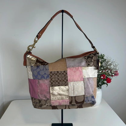 Coach Pink and Purple Patchwork Shoulder Bag L0769-11709