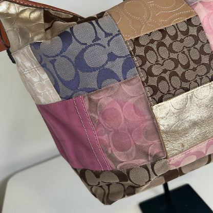 Coach Pink and Purple Patchwork Shoulder Bag L0769-11709