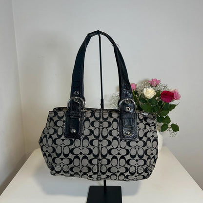 Coach Vintage Black Monogram Shoulder Bag B0960-F13117