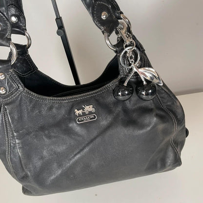 Coach Madison Maggie Black Leather Hobo Shoulder Bag J0982-14336