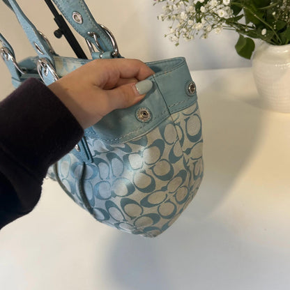 Vintage Y2K Blue Coach Signature Jacquard Handbag L0975-F13742