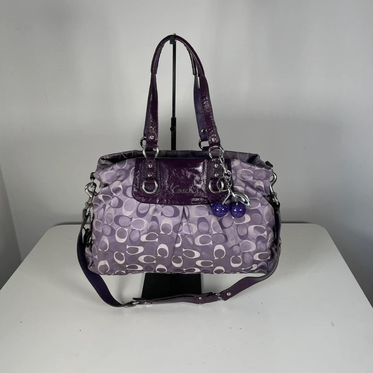 Coach Ashley Large Purple Lilac Signature Monogram Shoulder Bag L1175-F18450