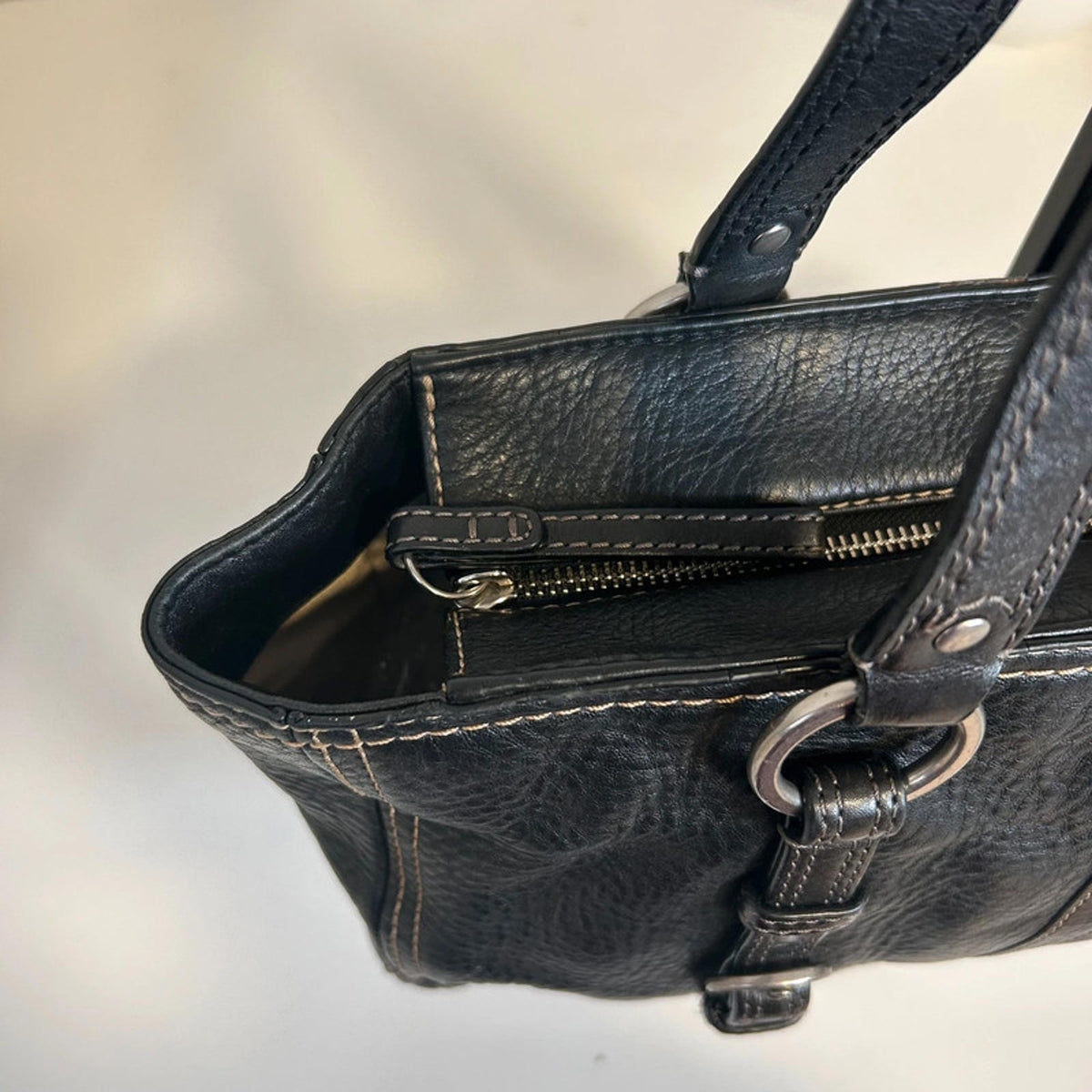 Coach Chelsea Black Pebbled Leather Buckle Tote Shoulder Bag F6981-F12339
