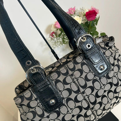 Coach Vintage Black Monogram Shoulder Bag B0960-F13117