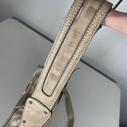 Y2K Vintage Guess Beige Monogram G Shoulder Bag Chain Strap