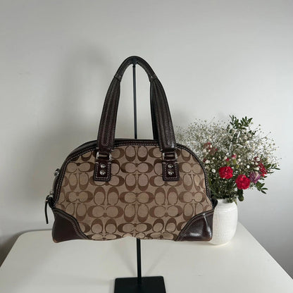 Coach Brown Monogram Hampton Signature Zip Shoulder Bag J0993-F13977