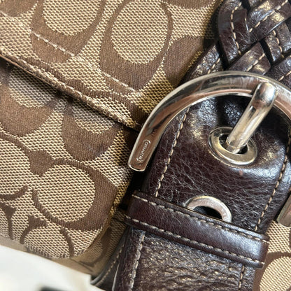 Coach Signature Soho Signature Flap Shoulder Bag Brown Canvas K05Q-6314