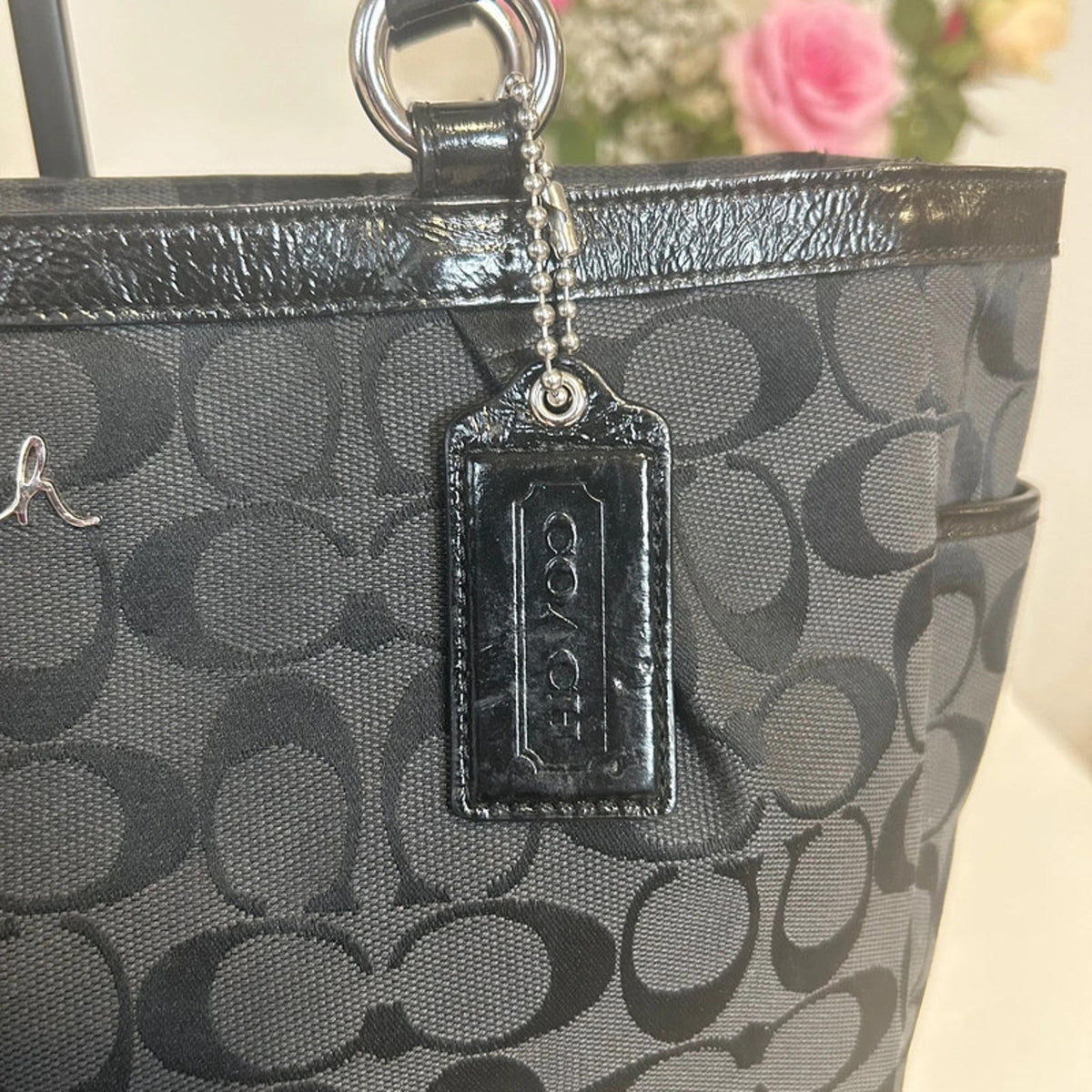 Vintage Black Signature Canvas Pleated Gallery Coach Bag D1160-F17726