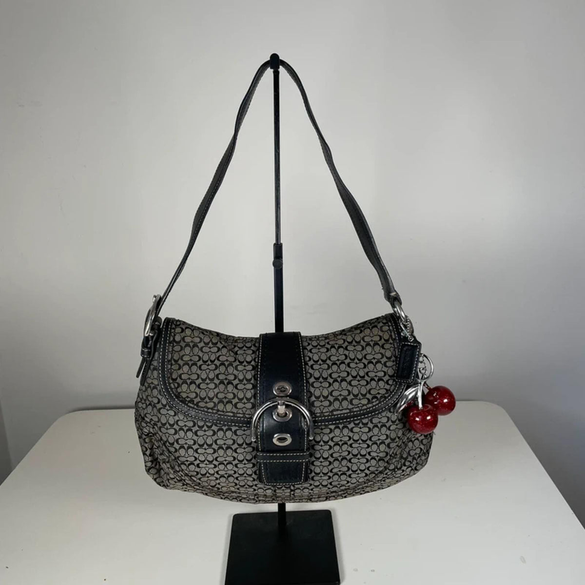 Coach Large Soho Black Signature C Canvas Shoulder Bag C0894-F12309